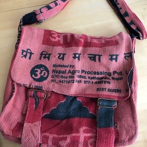 Boho Recycled Nepalese Rice Sack Crossbody Bag